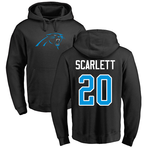 Carolina Panthers Men Black Jordan Scarlett Name and Number Logo NFL Football #20 Pullover Hoodie Sweatshirts->nfl t-shirts->Sports Accessory